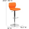 image:imageFlash Furniture Jeremy Contemporary Brown Vinyl Adjustable Height Barstool with Vertical Stitch Back and Chrome BaseOrange Vinyl