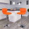 image:imageFlash Furniture Jeremy Contemporary Brown Vinyl Adjustable Height Barstool with Vertical Stitch Back and Chrome BaseOrange Vinyl