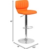 image:imageFlash Furniture Jeremy Contemporary Brown Vinyl Adjustable Height Barstool with Vertical Stitch Back and Chrome BaseOrange Vinyl