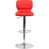 image:imageFlash Furniture Jeremy Contemporary Brown Vinyl Adjustable Height Barstool with Vertical Stitch Back and Chrome BaseRed Vinyl