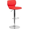 image:imageFlash Furniture Jeremy Contemporary Brown Vinyl Adjustable Height Barstool with Vertical Stitch Back and Chrome BaseRed Vinyl