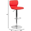 image:imageFlash Furniture Jeremy Contemporary Brown Vinyl Adjustable Height Barstool with Vertical Stitch Back and Chrome BaseRed Vinyl