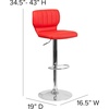 image:imageFlash Furniture Jeremy Contemporary Brown Vinyl Adjustable Height Barstool with Vertical Stitch Back and Chrome BaseRed Vinyl