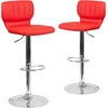 image:imageFlash Furniture Jeremy Contemporary Brown Vinyl Adjustable Height Barstool with Vertical Stitch Back and Chrome BaseRed Vinyl