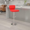 image:imageFlash Furniture Jeremy Contemporary Brown Vinyl Adjustable Height Barstool with Vertical Stitch Back and Chrome BaseRed Vinyl