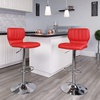 image:imageFlash Furniture Jeremy Contemporary Brown Vinyl Adjustable Height Barstool with Vertical Stitch Back and Chrome BaseRed Vinyl