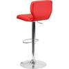 image:imageFlash Furniture Jeremy Contemporary Brown Vinyl Adjustable Height Barstool with Vertical Stitch Back and Chrome BaseRed Vinyl