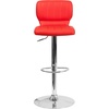 image:imageFlash Furniture Jeremy Contemporary Brown Vinyl Adjustable Height Barstool with Vertical Stitch Back and Chrome BaseRed Vinyl