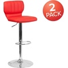 image:imageFlash Furniture Jeremy Contemporary Brown Vinyl Adjustable Height Barstool with Vertical Stitch Back and Chrome BaseRed Vinyl