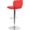 image:imageFlash Furniture Jeremy Contemporary Brown Vinyl Adjustable Height Barstool with Vertical Stitch Back and Chrome BaseRed Vinyl