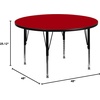 image:imageFlash Furniture Wren 48 Round Grey Thermal Laminate Activity Table  Height Adjustable Short LegsRed