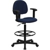 image:imageFlash Furniture Fabric Adjustable Drafting Chair Black  Fabric UpholsteryNavy Blue Patterned