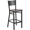 image:imageFlash Furniture HERCULES Series Black Grid Back Metal Restaurant Barstool  Cherry Wood Seat  Wood Seat Durable Construction Commercial UseWalnut Wood SeatBlack Metal Frame