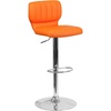 image:imageFlash Furniture Jeremy Contemporary Brown Vinyl Adjustable Height Barstool with Vertical Stitch Back and Chrome BaseOrange Vinyl