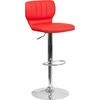 image:imageFlash Furniture Jeremy Contemporary Brown Vinyl Adjustable Height Barstool with Vertical Stitch Back and Chrome BaseRed Vinyl