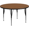 image:imageFlash Furniture Wren 48 Round Grey Thermal Laminate Activity Table  Height Adjustable Short LegsOak