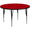 image:imageFlash Furniture Wren 48 Round Grey Thermal Laminate Activity Table  Height Adjustable Short LegsRed