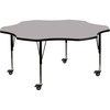 image:imageFlash Furniture Wren Mobile 60 Flower Grey Thermal Laminate Activity Table  Height Adjustable Short Legs  Mobile Height Adjustable Short Legs Thermal LaminateGrey