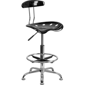 image:imageFlash Furniture Bradley Vibrant Bright Blue and Chrome Drafting Stool with Tractor SeatBlack