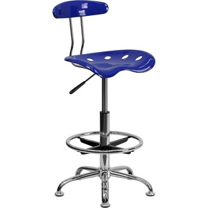 image:imageFlash Furniture Bradley Vibrant Bright Blue and Chrome Drafting Stool with Tractor SeatNautical Blue