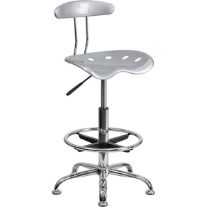 image:imageFlash Furniture Bradley Vibrant Bright Blue and Chrome Drafting Stool with Tractor SeatSilver