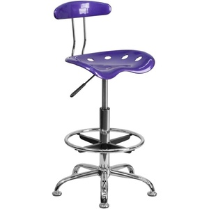 image:imageFlash Furniture Bradley Vibrant Bright Blue and Chrome Drafting Stool with Tractor SeatViolet