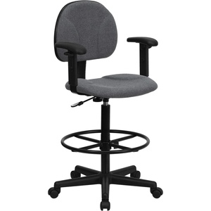 image:imageFlash Furniture Fabric Adjustable Drafting Chair Black  Fabric UpholsteryGrey