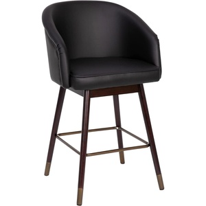 image:imageFlash Furniture Margo Commercial Grade MidBack Counter Stool  Black LeatherSoft Upholstery  Walnut Finish Beechwood Legs with Soft Bronze Accents  26 Barstool