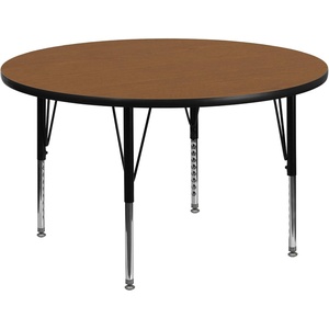 image:imageFlash Furniture Wren 48 Round Grey Thermal Laminate Activity Table  Height Adjustable Short LegsOak