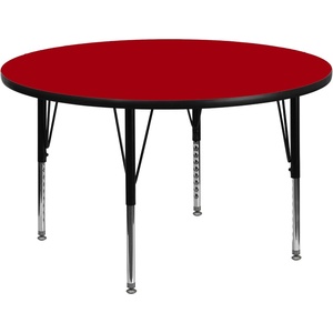 image:imageFlash Furniture Wren 48 Round Grey Thermal Laminate Activity Table  Height Adjustable Short LegsRed