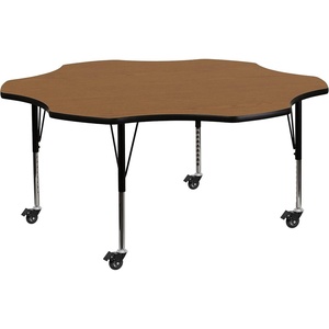 image:imageFlash Furniture Wren Mobile 60 Flower Grey Thermal Laminate Activity Table  Height Adjustable Short Legs  Mobile Height Adjustable Short Legs Thermal LaminateOak