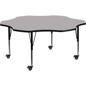 image:imageFlash Furniture Wren Mobile 60 Flower Grey Thermal Laminate Activity Table  Height Adjustable Short Legs  Mobile Height Adjustable Short Legs Thermal LaminateGrey