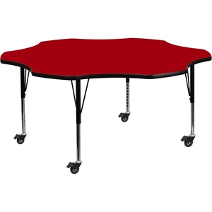 image:imageFlash Furniture Wren Mobile 60 Flower Grey Thermal Laminate Activity Table  Height Adjustable Short Legs  Mobile Height Adjustable Short Legs Thermal LaminateRed