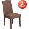 image:imageFlash Furniture 2 Pk HERCULES Hampton Hill Series Brown Fabric Parsons Chair with Silver Accent Nail Trim