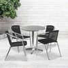 image:imageFlash Furniture 275 Round Aluminum IndoorOutdoor Table Set with 4 Dark Brown Rattan ChairsBlack