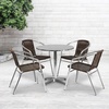 image:imageFlash Furniture 275 Round Aluminum IndoorOutdoor Table Set with 4 Dark Brown Rattan ChairsDark Brown