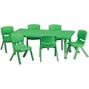 image:imageFlash Furniture 48x24 in Rectangular Activity Table with 6 Chairs Green  Height Adjustable Table Plastic Durable Construction Commercial UseGreen