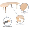 image:imageFlash Furniture 65x35 in HalfMoon Activity Table with 4 Chairs Blue  Height Adjustable Table Durable Construction Commercial UseNatural