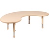 image:imageFlash Furniture 65x35 in HalfMoon Activity Table with 4 Chairs Blue  Height Adjustable Table Durable Construction Commercial UseNatural