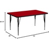 image:imageFlash Furniture 72x36 in Rectangular Activity Table Red  Height Adjustable Short Legs Thermal Laminate 36x72 in Footprint