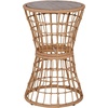 image:imageFlash Furniture Devon 3Piece IndoorOutdoor Bistro Set  Natural Finish Rattan Rope Chairs  Side Table with Acacia Wood Top  Light Gray Seat Cushions  AllWeather