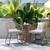image:imageFlash Furniture Devon 3Piece IndoorOutdoor Bistro Set  Natural Finish Rattan Rope Chairs  Side Table with Acacia Wood Top  Light Gray Seat Cushions  AllWeather