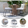 image:imageFlash Furniture Devon 3Piece IndoorOutdoor Bistro Set  Natural Finish Rattan Rope Chairs  Side Table with Acacia Wood Top  Light Gray Seat Cushions  AllWeather