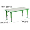 image:imageFlash Furniture Emmy 23625W x 4725L Rectangular Blue Plastic Height Adjustable Activity Table Set with 4 Chairs  Adjustable Height Table Plastic Durable Construction Commercial UseGreen
