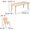 image:imageFlash Furniture Emmy 23625W x 4725L Rectangular Blue Plastic Height Adjustable Activity Table Set with 4 Chairs  Adjustable Height Table Plastic Durable Construction Commercial UseNatural