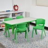 image:imageFlash Furniture Emmy 23625W x 4725L Rectangular Blue Plastic Height Adjustable Activity Table Set with 4 Chairs  Adjustable Height Table Plastic Durable Construction Commercial UseGreen
