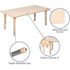 image:imageFlash Furniture Emmy 23625W x 4725L Rectangular Blue Plastic Height Adjustable Activity Table Set with 4 Chairs  Adjustable Height Table Plastic Durable Construction Commercial UseNatural