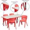 image:imageFlash Furniture Emmy 23625W x 4725L Rectangular Blue Plastic Height Adjustable Activity Table Set with 4 Chairs  Adjustable Height Table Plastic Durable Construction Commercial UseRed