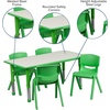 image:imageFlash Furniture Emmy 23625W x 4725L Rectangular Blue Plastic Height Adjustable Activity Table Set with 4 Chairs  Adjustable Height Table Plastic Durable Construction Commercial UseGreen