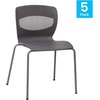 image:imageFlash Furniture HERCULES Series Set of 5 Commercial Stack Chair  Roomy Wide 770 lb Capacity  Lumbar Support  Durable Plastic  Silver Steel Frame  Gray